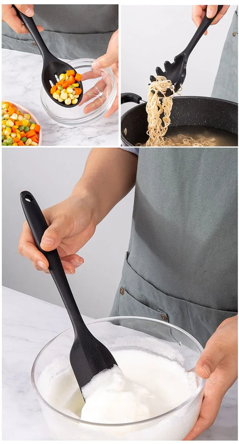 Silicone Cooking Utensils Non-stick Kitchenware Tools Spatula Ladle Egg Beaters Shovel Soup Butter Scraper Kitchen Cookware