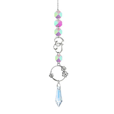 1pc Crystal Wind Chime Moon Sun Catcher Diamond Prisms Pendant Dream Catcher Rainbow Hanging Drop Home Garden Decor Windchime