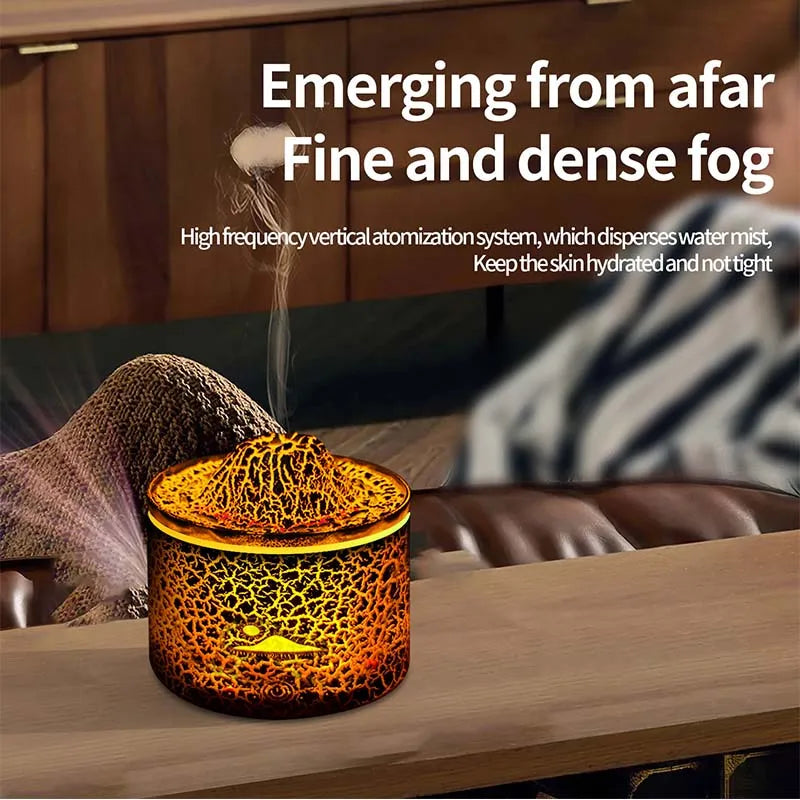 Volcanic Flame Humidifiers Air Aroma Diffuser 180 Ml Essential Oils Humidifiers Wth Night Light Flame Diffuser For Bedroom