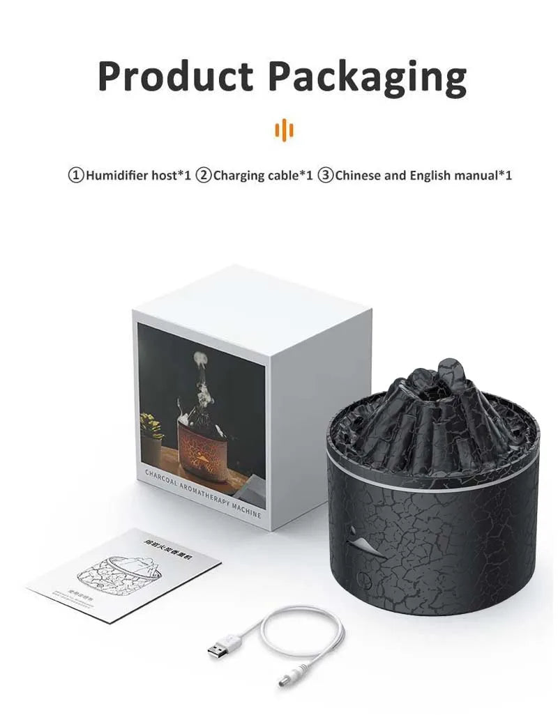 Volcanic Flame Humidifiers Air Aroma Diffuser 180 Ml Essential Oils Humidifiers Wth Night Light Flame Diffuser For Bedroom
