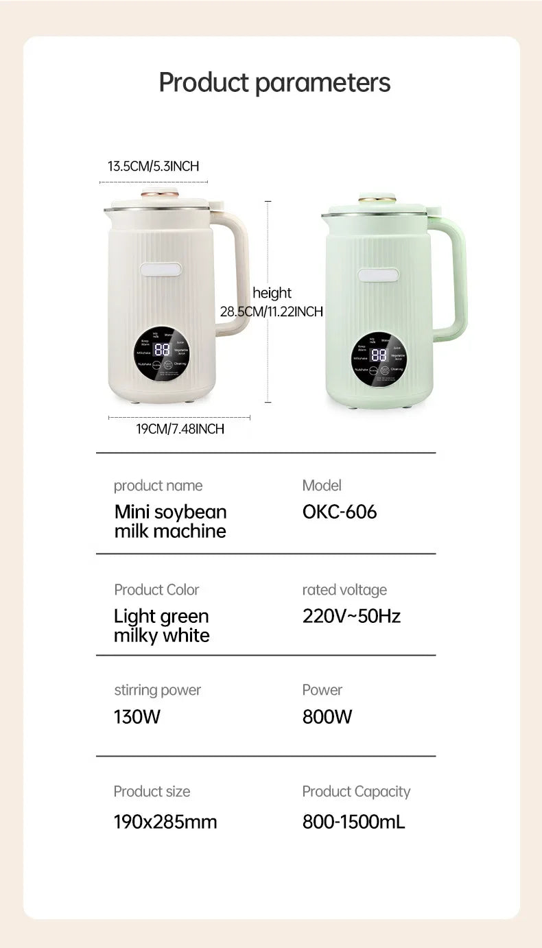 Soy Milk Machine Electric Juicer Blender Mixer Soybean Milk Maker Wall Breaking Machine 10-leaf Blade Breakfast Machine