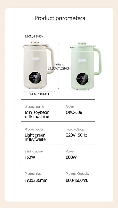 Soy Milk Machine Electric Juicer Blender Mixer Soybean Milk Maker Wall Breaking Machine 10-leaf Blade Breakfast Machine