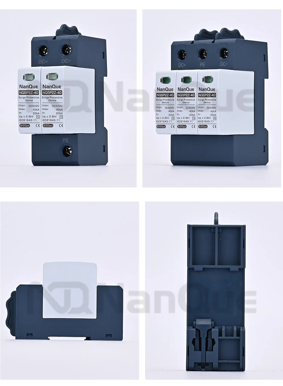 DC SPD 100V 250V 500V 800V 1000V Surge Arrester Protective Lightning Protector 20KA 40KA 60KA New Energy  DC Surge Protector