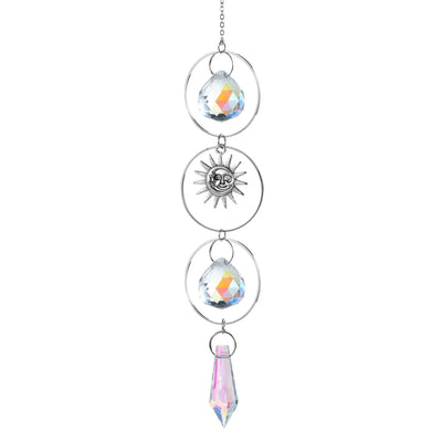 1pc Crystal Wind Chime Moon Sun Catcher Diamond Prisms Pendant Dream Catcher Rainbow Hanging Drop Home Garden Decor Windchime
