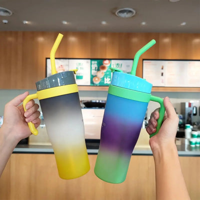 40 oz Tumbler With Handle and Straw High-capacity Water Bottle Mug Portable Straw Cup Leak Proof Thermal Mug for Camping and Car