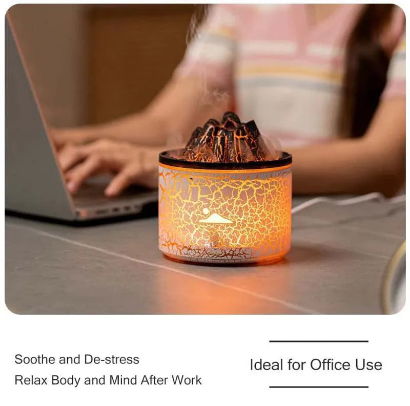 Volcanic Flame Humidifiers Air Aroma Diffuser 180 Ml Essential Oils Humidifiers Wth Night Light Flame Diffuser For Bedroom