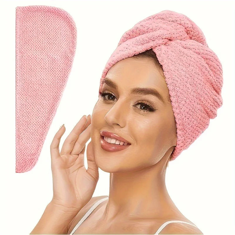 Microfibre Hair Towel Wrap - Quick-Drying, Ultra-Absorbent, Gently Cares for Frizzy or Damaged Hair, Hair Dryer Cap for Women