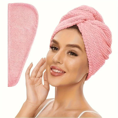 Microfibre Hair Towel Wrap - Quick-Drying, Ultra-Absorbent, Gently Cares for Frizzy or Damaged Hair, Hair Dryer Cap for Women