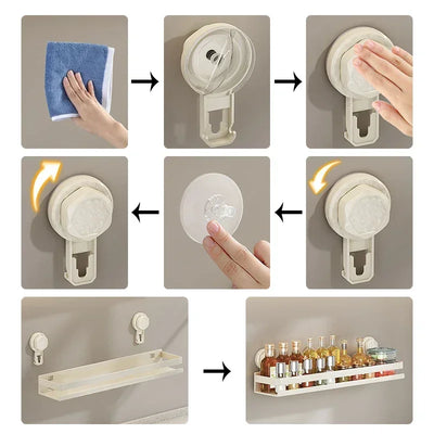 Suction Cup Kitchen Shelf Wall Mounted Spice Organizer Rust and Moisture Resistant Bathroom Toiletries Storage Racks