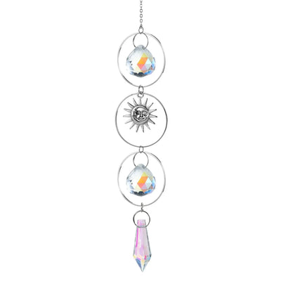 1pc Crystal Wind Chime Moon Sun Catcher Diamond Prisms Pendant Dream Catcher Rainbow Hanging Drop Home Garden Decor Windchime