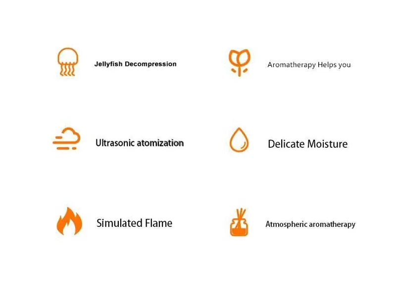 Volcanic Flame Humidifiers Air Aroma Diffuser 180 Ml Essential Oils Humidifiers Wth Night Light Flame Diffuser For Bedroom