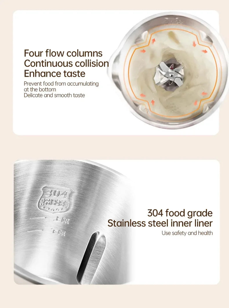 Soy Milk Machine Electric Juicer Blender Mixer Soybean Milk Maker Wall Breaking Machine 10-leaf Blade Breakfast Machine