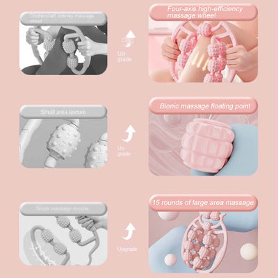 Leg Massager Multi-functional 12 Wheels Full-coverage Massage Roller for Arm Waist Leg Muscle Relaxation Manual Massage Machine