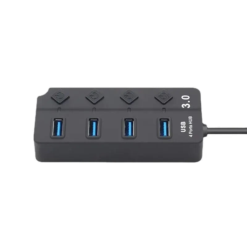 HUB USB 3.0 4-en-1, Répartiteur USB 2.0, Adaptateur Multiport, Interrupteur D'alimentation Indépendant, Rallonge De C?ble De 3