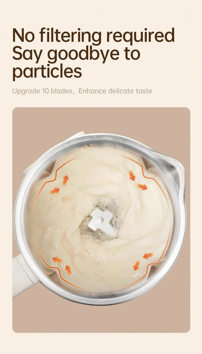 Soy Milk Machine Electric Juicer Blender Mixer Soybean Milk Maker Wall Breaking Machine 10-leaf Blade Breakfast Machine