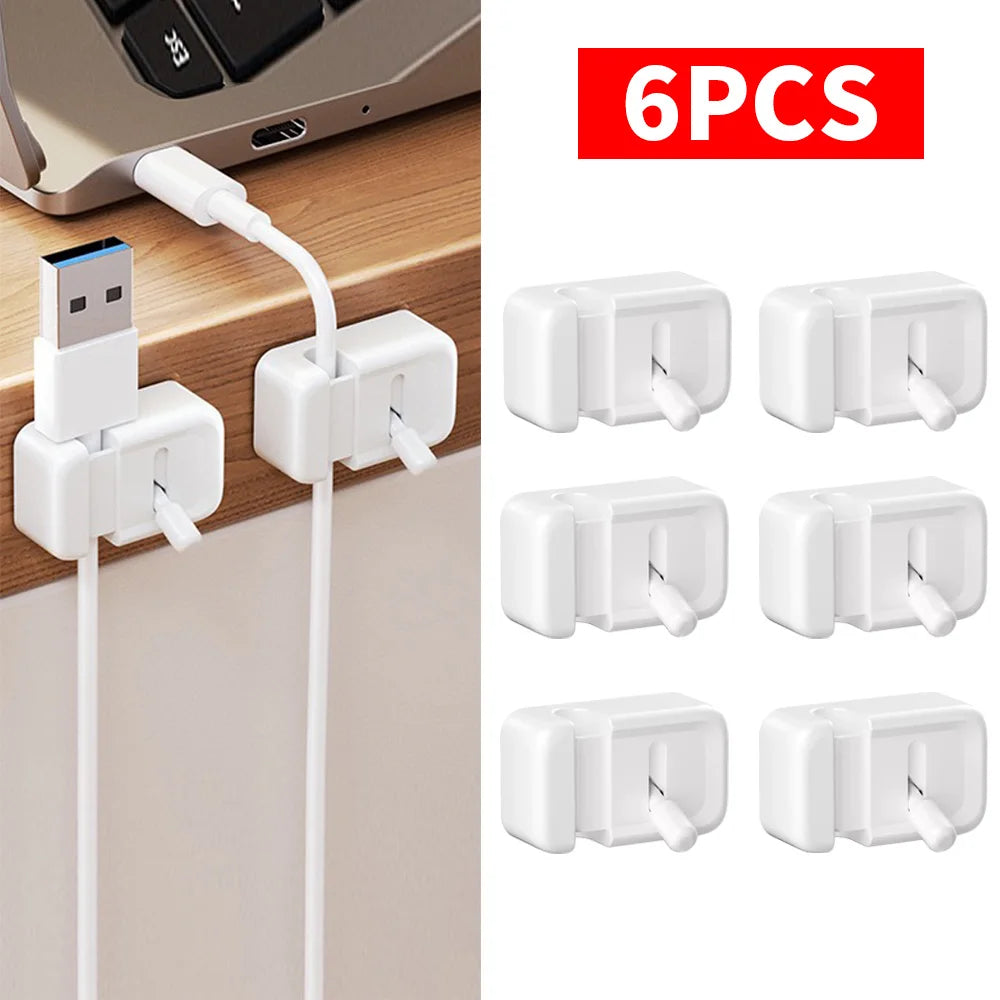 6PCS cable organizer, data cable holder, phone charging cable holder, desktop cable organizer