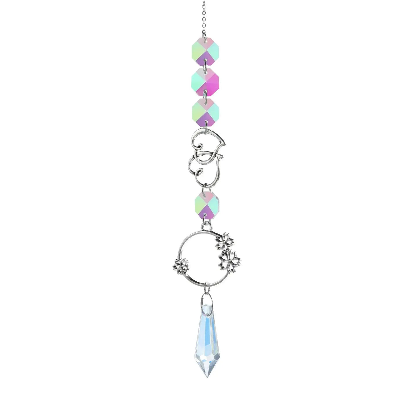 1pc Crystal Wind Chime Moon Sun Catcher Diamond Prisms Pendant Dream Catcher Rainbow Hanging Drop Home Garden Decor Windchime