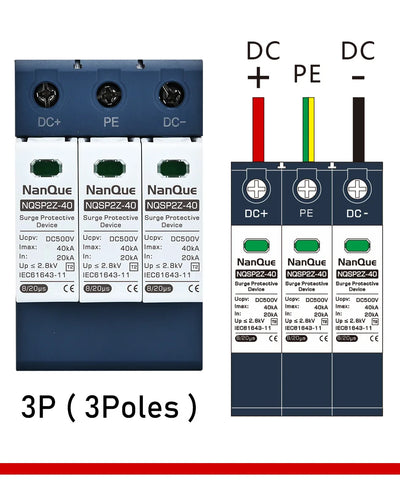 DC SPD 100V 250V 500V 800V 1000V Surge Arrester Protective Lightning Protector 20KA 40KA 60KA New Energy  DC Surge Protector