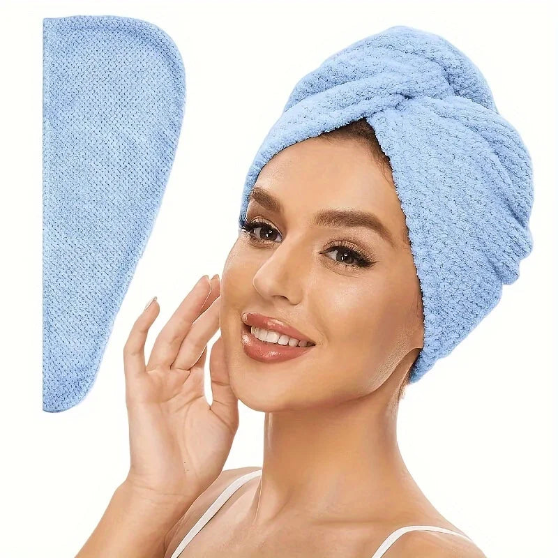 Microfibre Hair Towel Wrap - Quick-Drying, Ultra-Absorbent, Gently Cares for Frizzy or Damaged Hair, Hair Dryer Cap for Women
