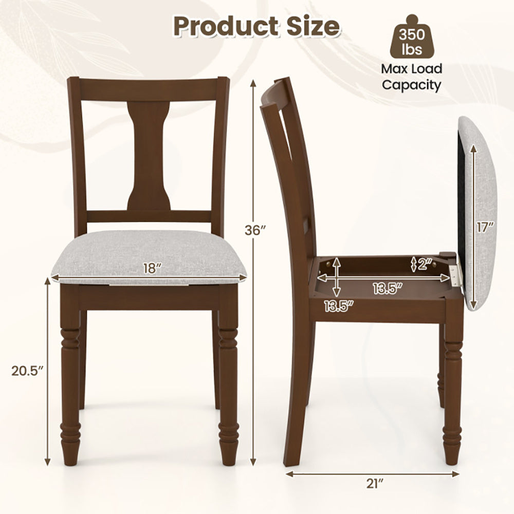 Kitchen Dining Chair With Linen Fabric And Storage Space