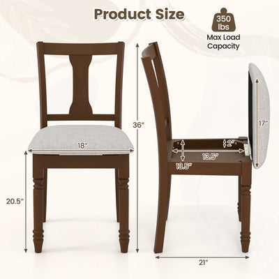 Kitchen Dining Chair With Linen Fabric And Storage Space
