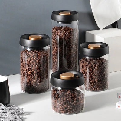 Vacuum Sealed Jug Set Black Coffee Beans Glass - Smart Nest Gadgets