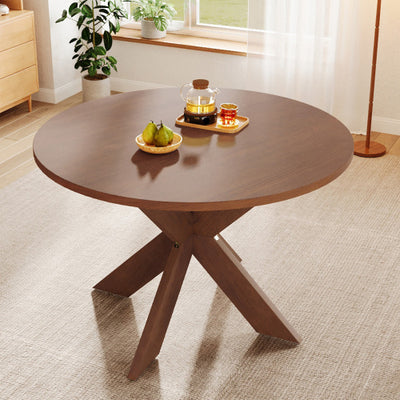 Round Dining Table Modern Farmhouse Kitchen Table, Cherry