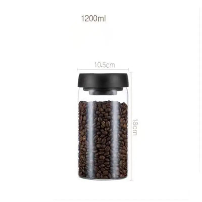 Vacuum Sealed Jug Set Black Coffee Beans Glass - Smart Nest Gadgets
