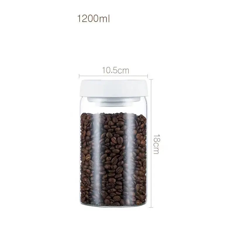 Vacuum Sealed Jug Set Black Coffee Beans Glass - Smart Nest Gadgets