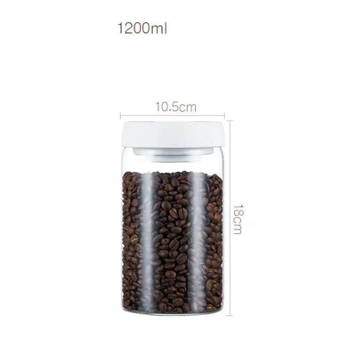 Vacuum Sealed Jug Set Black Coffee Beans Glass - Smart Nest Gadgets