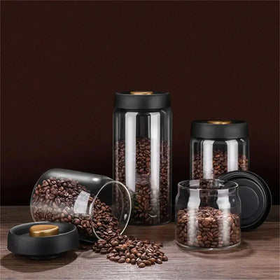 Vacuum Sealed Jug Set Black Coffee Beans Glass - Smart Nest Gadgets