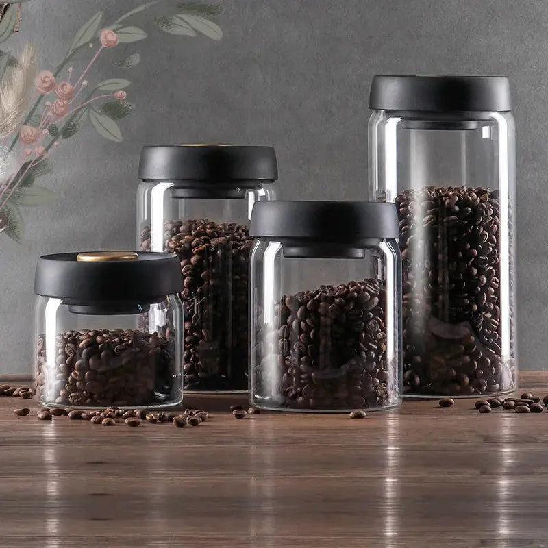 Vacuum Sealed Jug Set Black Coffee Beans Glass - Smart Nest Gadgets